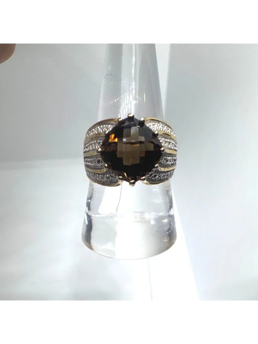 Ross-Simons 925 Sterling Silver Smoky Quartz Gold Tone Ring Size 9 8g Cocktail